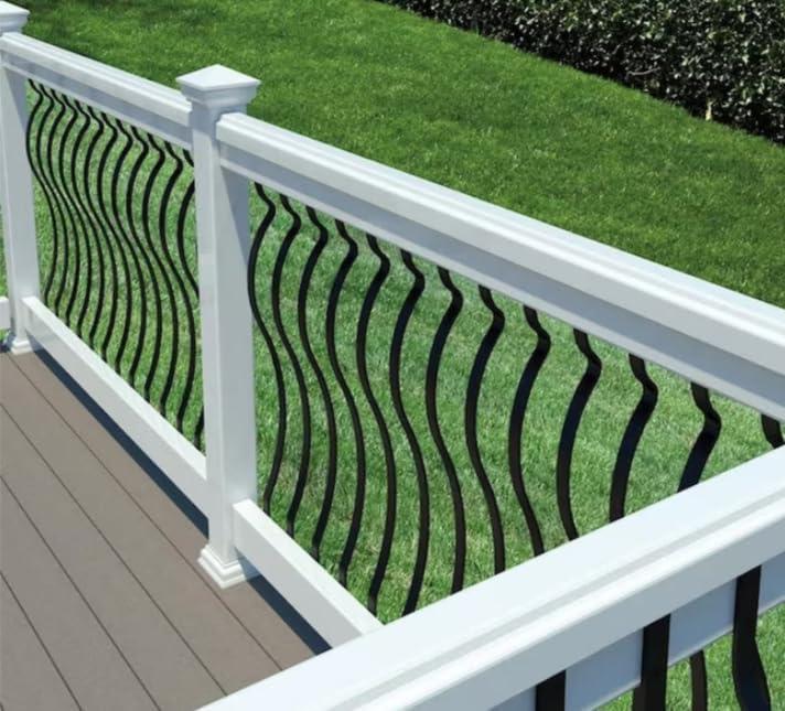 25 Pack - 29.5"x1" Deck Balusters Metal Deck Spindles Staircase Baluster with Screws for Wood Wave Arc Shiny Black Indoor Outdoor