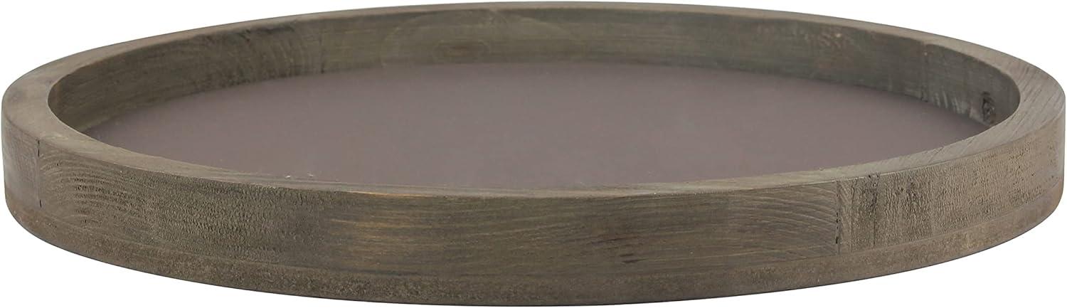 11.8" Rustic Round Wood Tray Brown - Stonebriar Collection