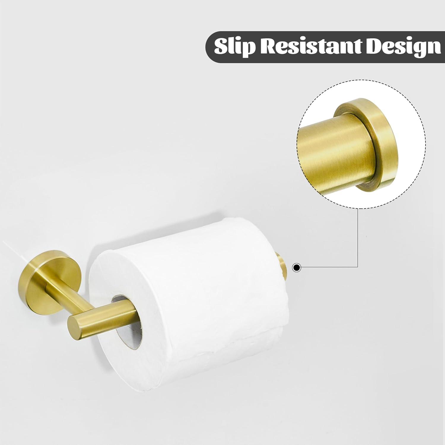 Chihod Toilet Paper Holder & Towel Ring Brushed Gold Hand Towel Holder 2-Pieces Bathroom Accessories Towel Rack Wall Mounted Bathroom Hardware Set Stainless Steel C38