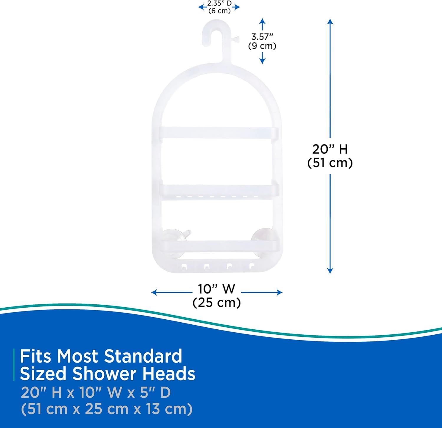 Frosted Plastic Hanging Shower Caddy with Suction Cups