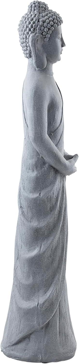 32" Magnesium Oxide Standing Buddha Statue Gray - Alpine Corporation: Outdoor Decor, Garden Accent