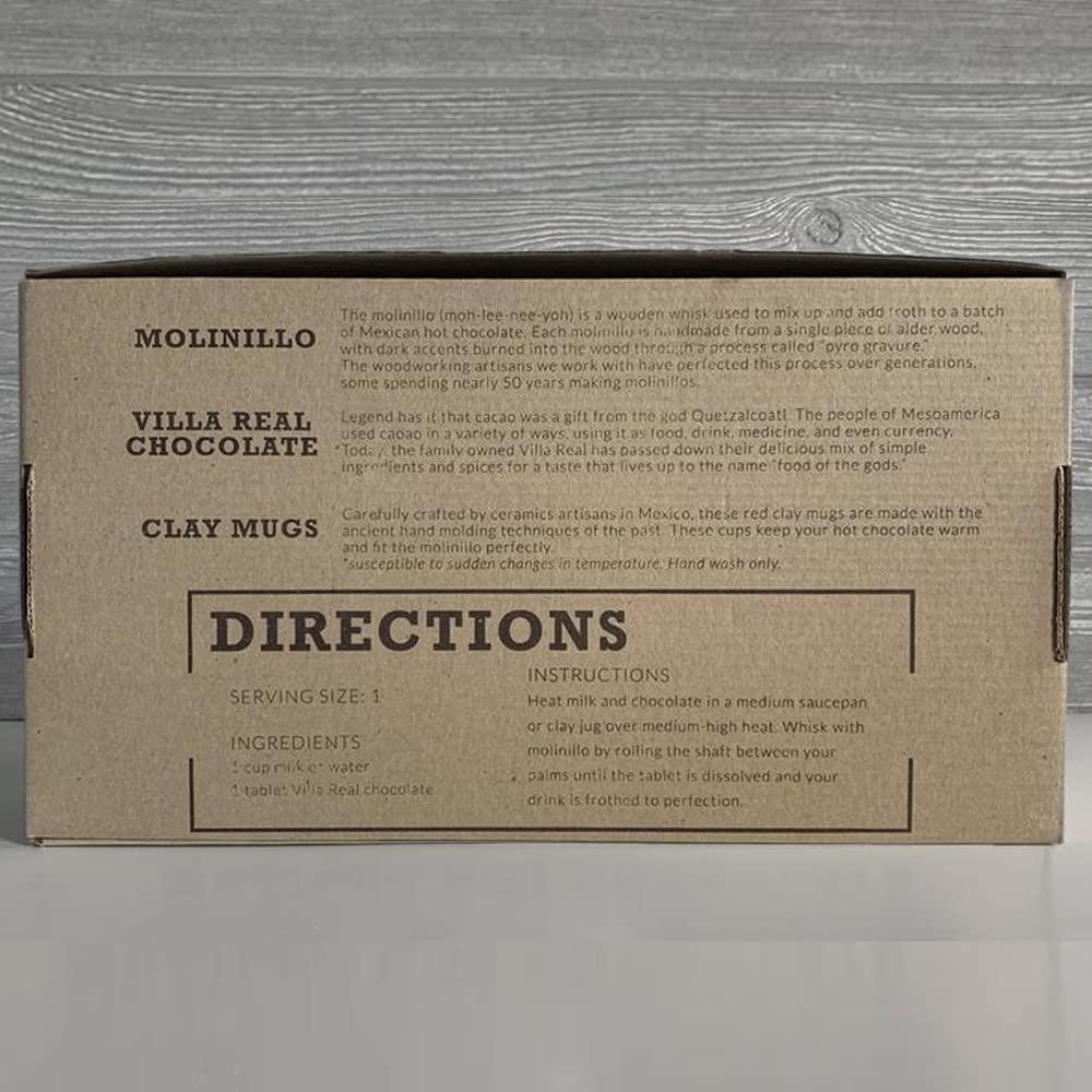 Traditional Mexican Hot Chocolate Gift Set with Clay Mugs and Wooden Frother