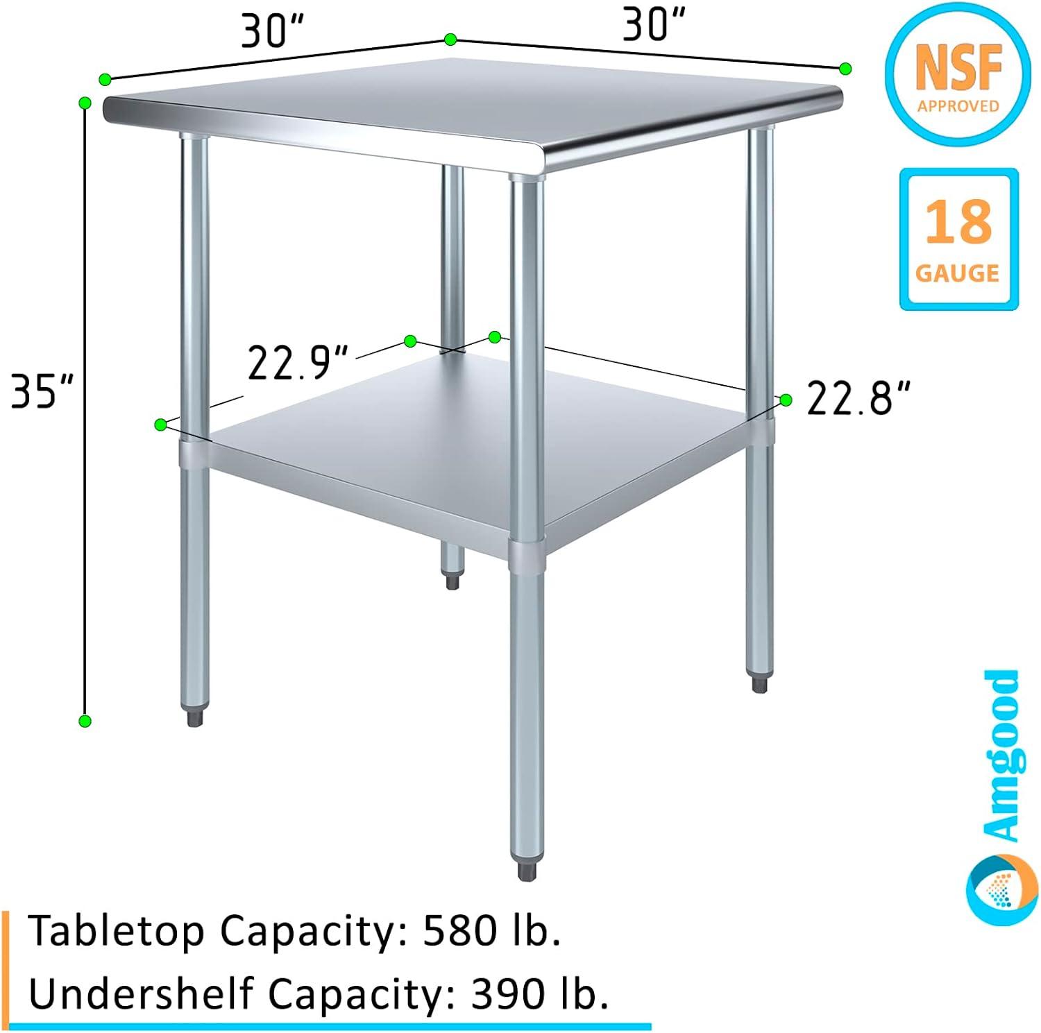 Amgood Stainless Steel 35'' H Adjustable Work Table