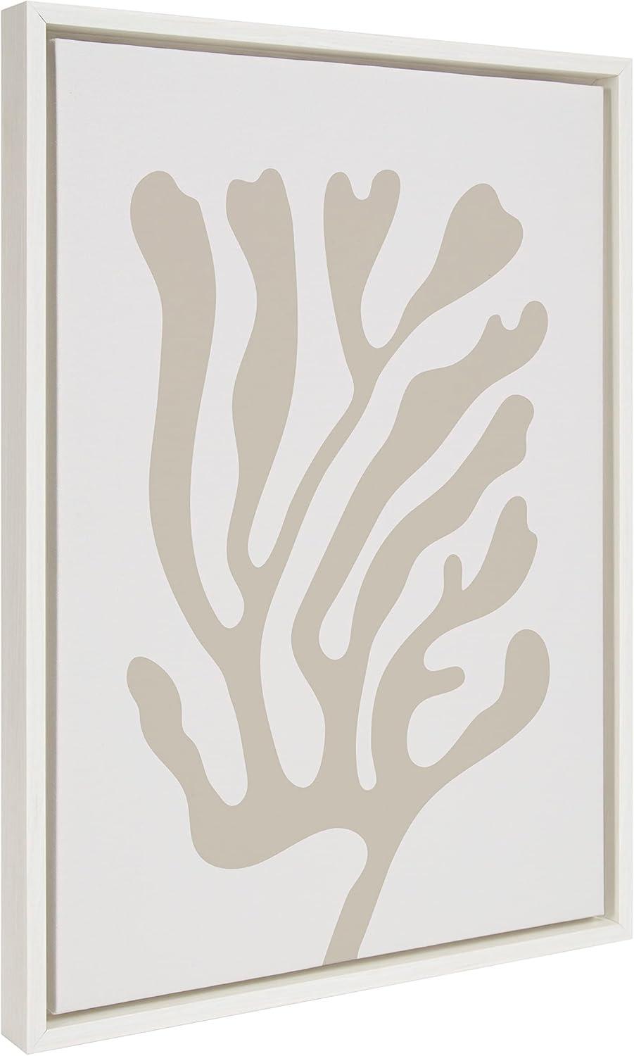 Sylvie Abstract Coral Coastal Frame Canvas by Creative Bunch White - Kate & Laurel All Things Decor