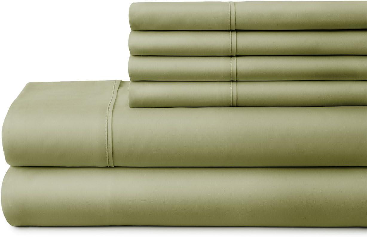 Noble Linens 6 Piece Sage Solid Microfiber Bed Sheet Set For Full Size Bedding