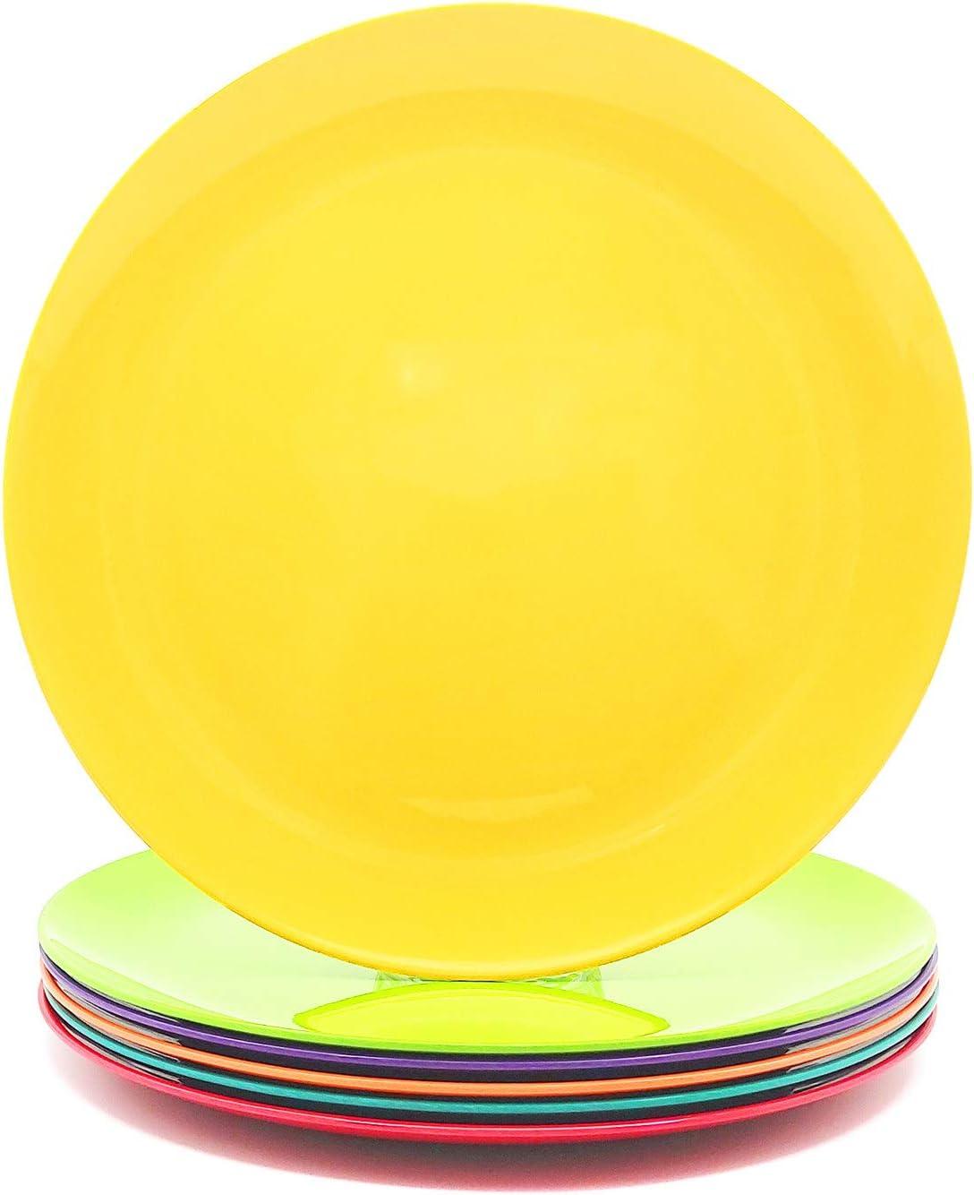 Assorted Color 10.5-Inch Melamine Dinner Plates Set