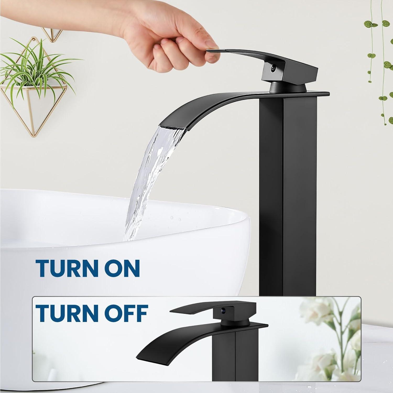 Matte Black Stainless Steel Single Handle Vessel Sink Faucet