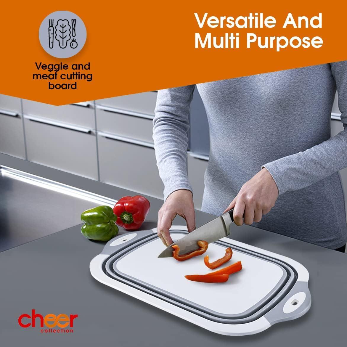 Cheer Collection Collapsible Cutting Board, Gray