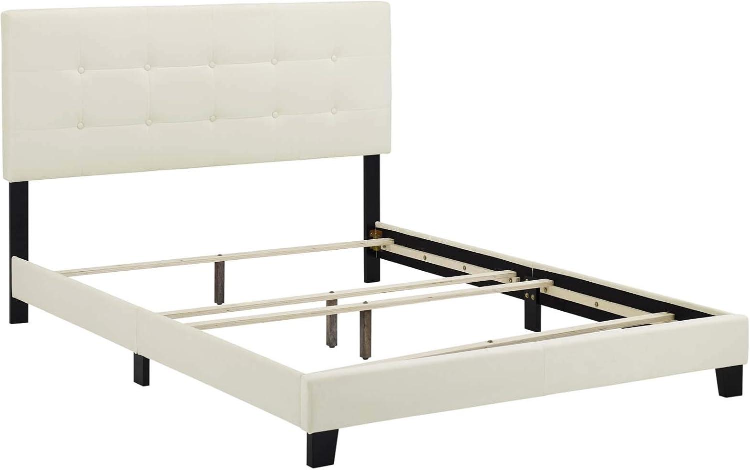 Modway Amira King Modern Style Performance Velvet Bed in Ivory