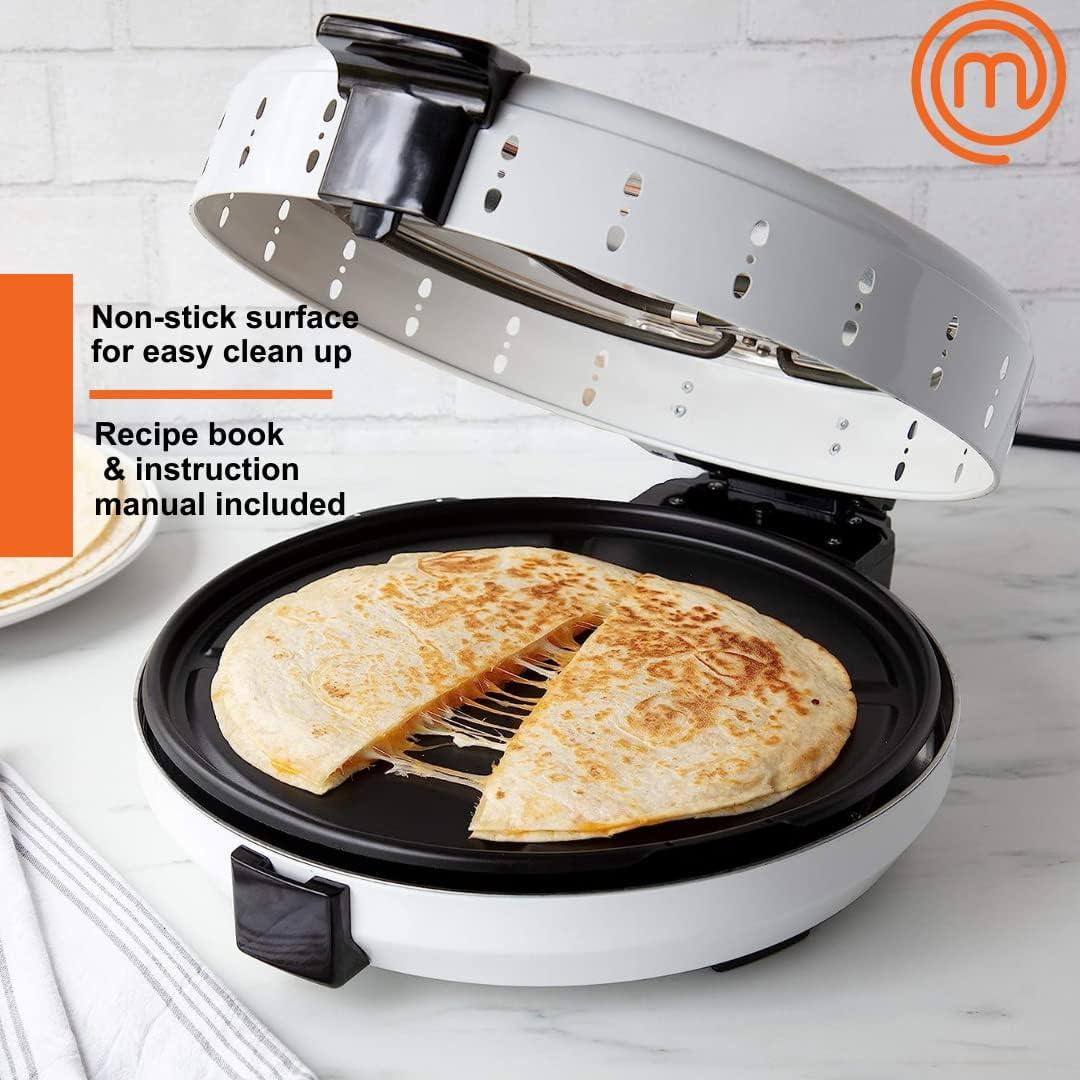 MasterChef Electric 12" Pizza Maker- Cook Homemade Calzones, Quesadillas & Cookies! Rotating Nonstick Plate for Even Baking- Adjustable Temp Control for Crispy Crust- Indoor or Outdoor Parties & Gifts