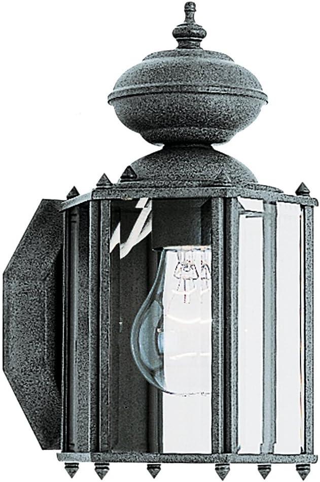 Black Beveled Glass Outdoor Lantern with Clear Shade