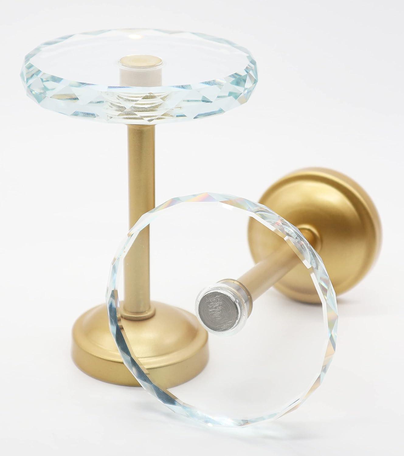 MERIVILLE Set of 2 Fleur Crystal Window Drapery Medallion Holdbacks, Curtain Tiebacks, Wall Hook, Tassel Holder, Gold