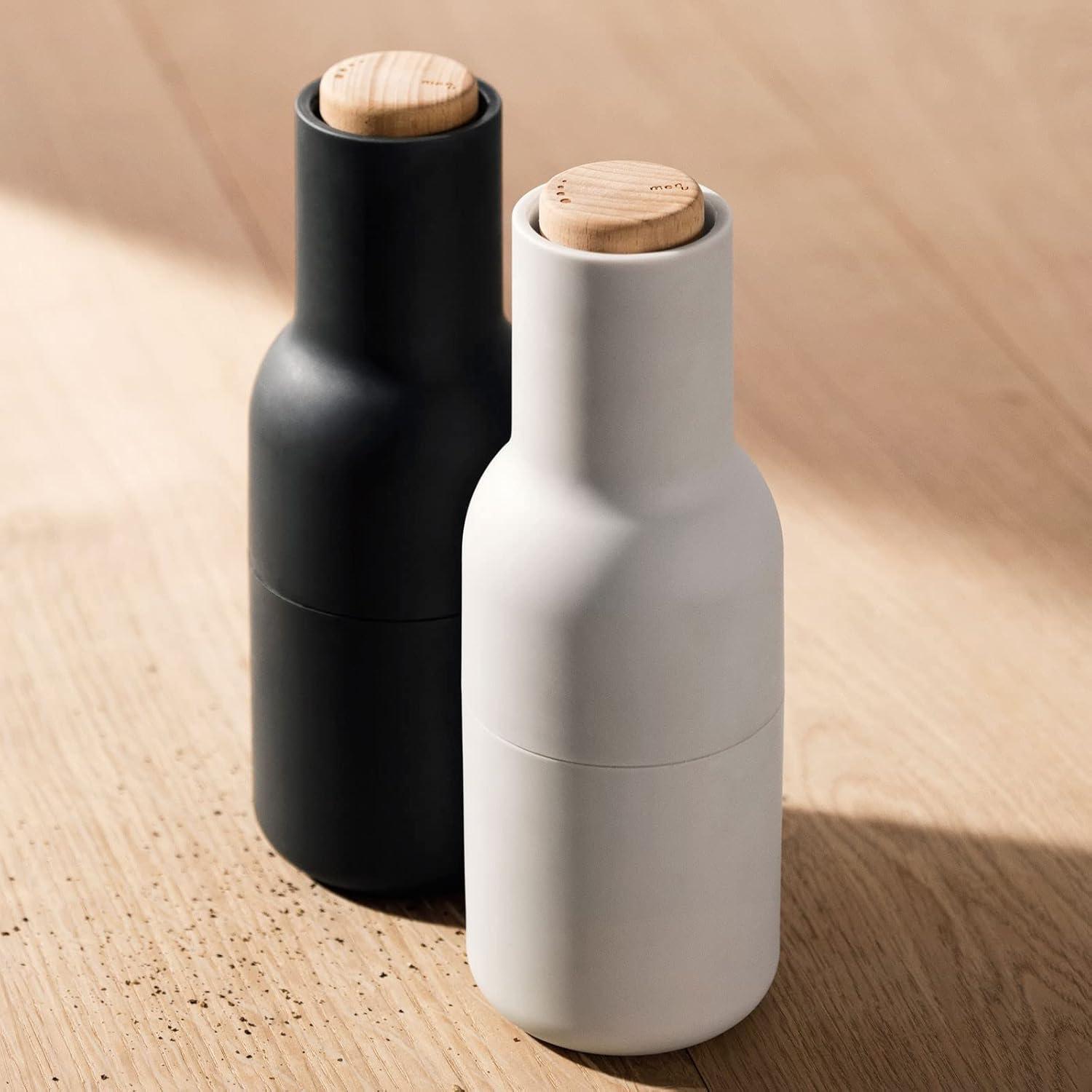 Carbon and Ash Bottle Salt and Pepper Grinder Set with Beech Lid