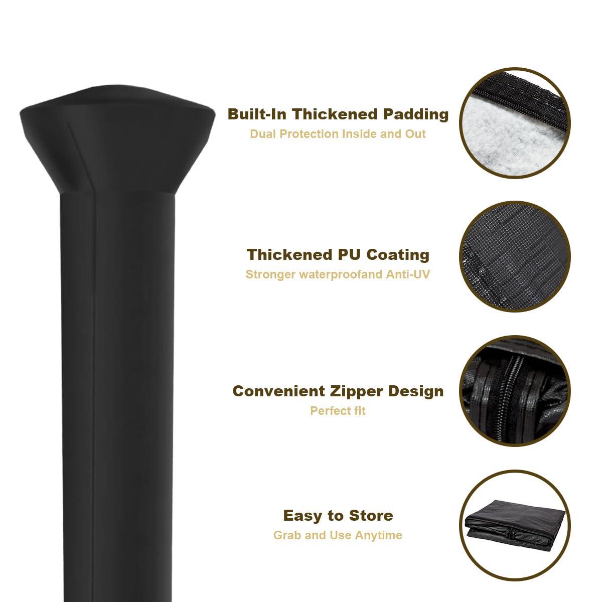 Balken Home Fire Sense Outdoor Full Length Patio Heater Vinyl Cover, Black