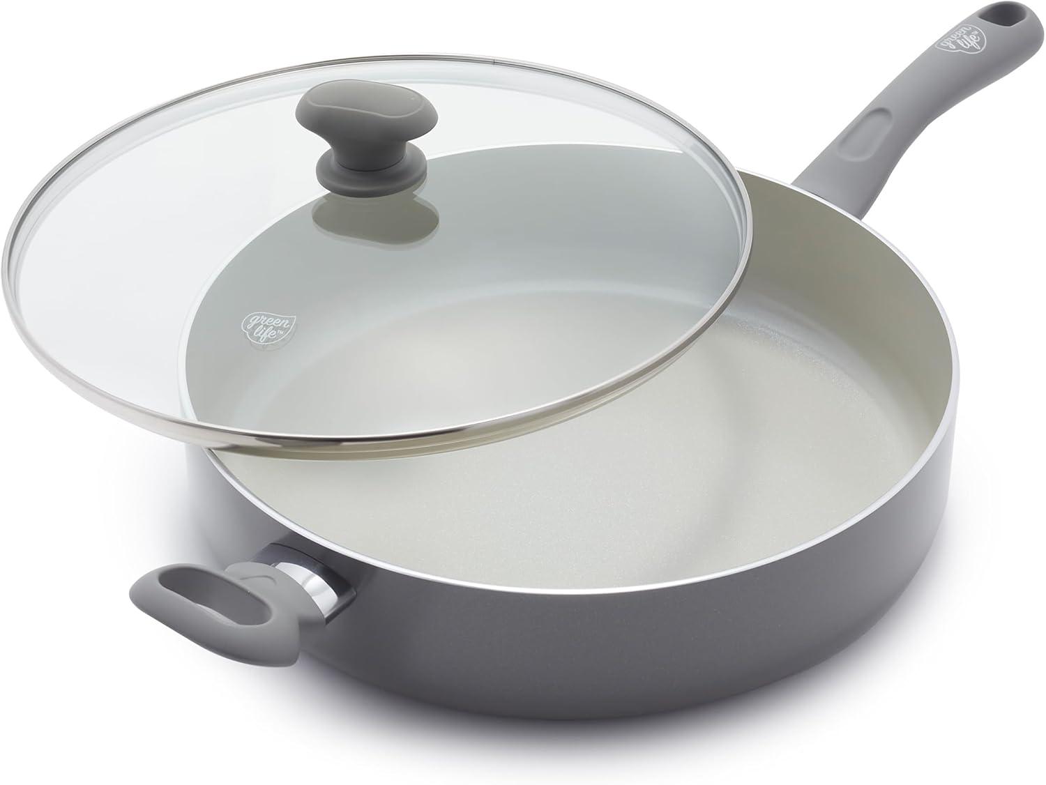 Gray 5 Quart Nonstick Aluminum Saute Pan with Lid