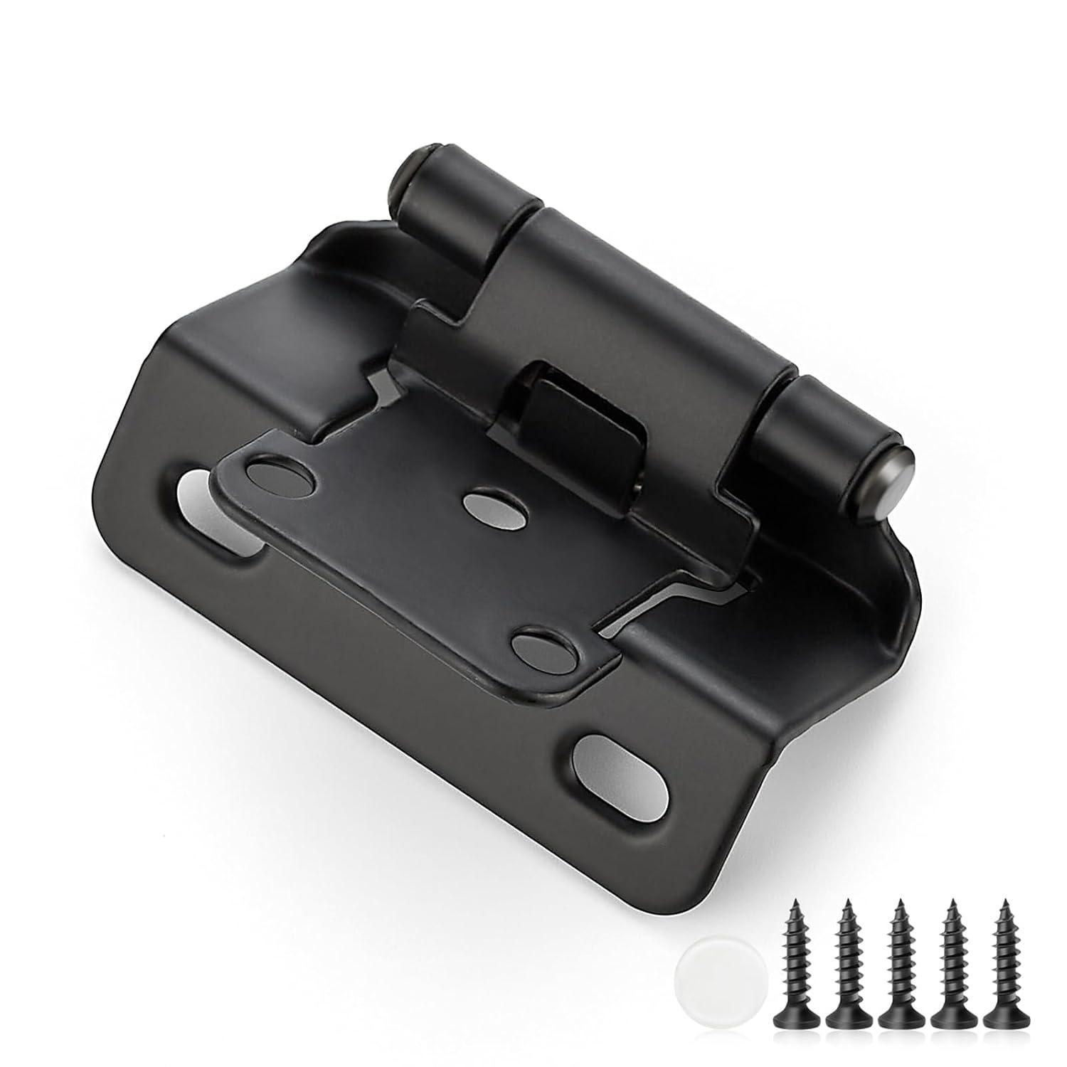 50 Pack 25 Pairs Semi-Overlay 1/2 inch Self-Closing Face Frame Cabinet Hinges Matte Black Half Wrap-Around Kitchen Cabinet Door Hinges Face Mount Cabinet Hardware Matte Black Matte Black