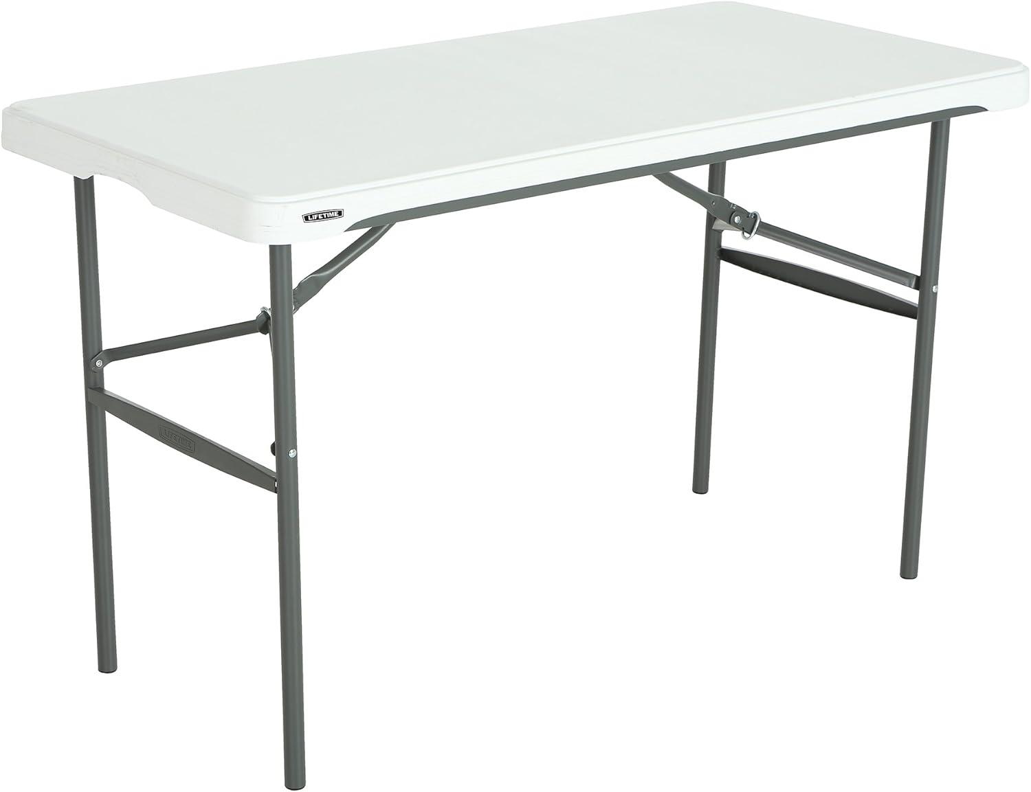 Lifetime 4 Foot Nesting Rectangle Table, Indoor/Outdoor Commercial Grade, White Granite (280478)