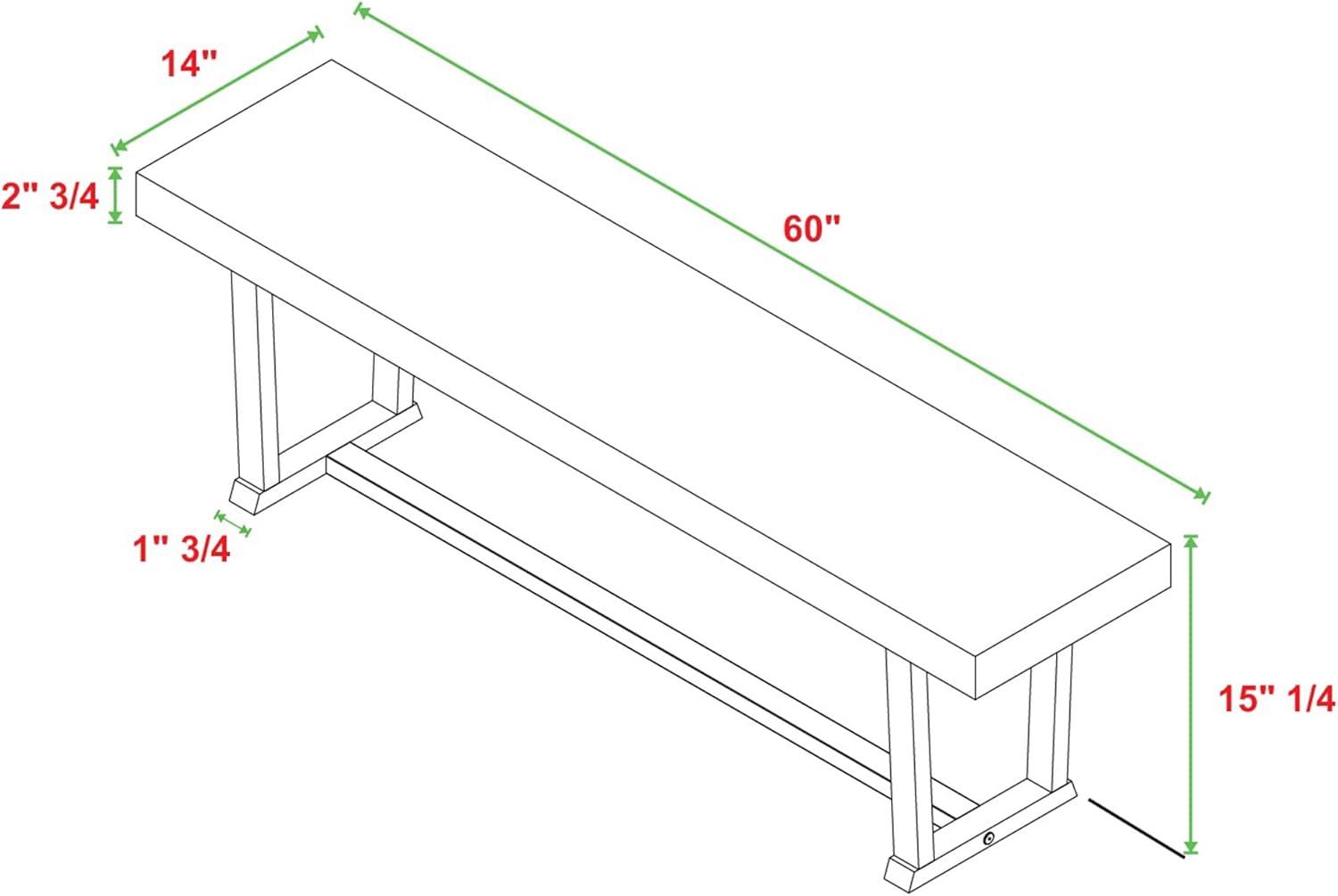 Walker Edison 60" Wood Dining Bench, Grey