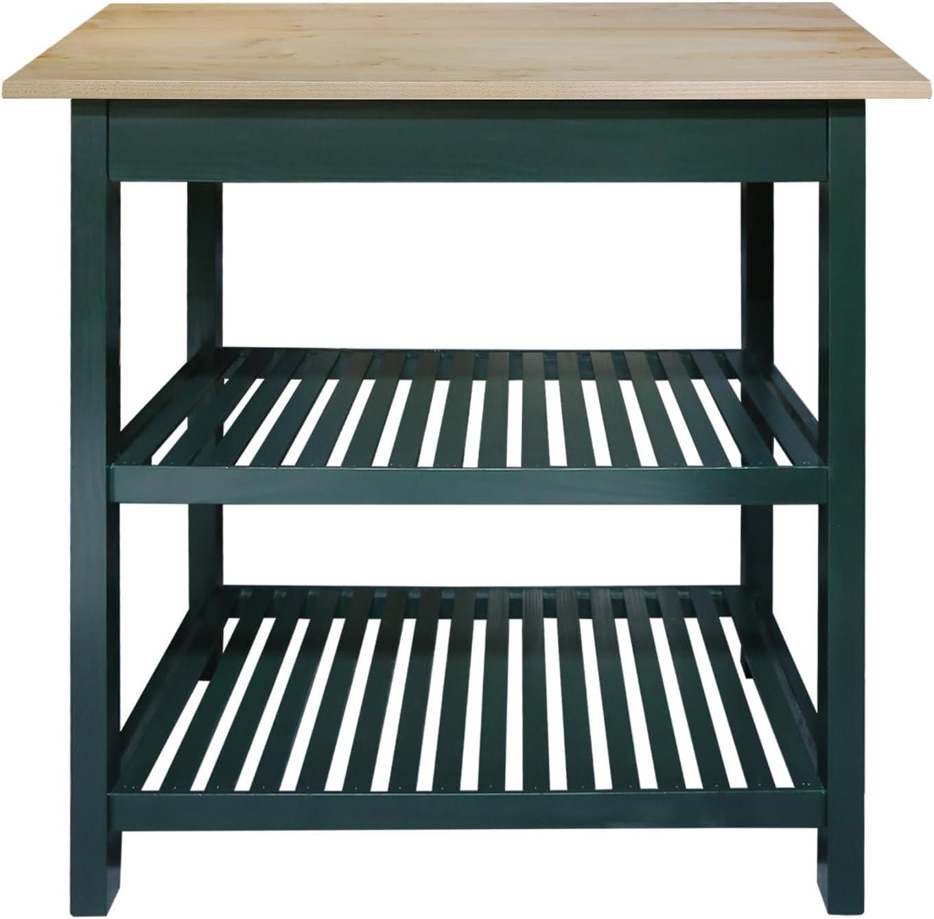 Kitchen Island with Solid American Hardwood Top, Hunter Green