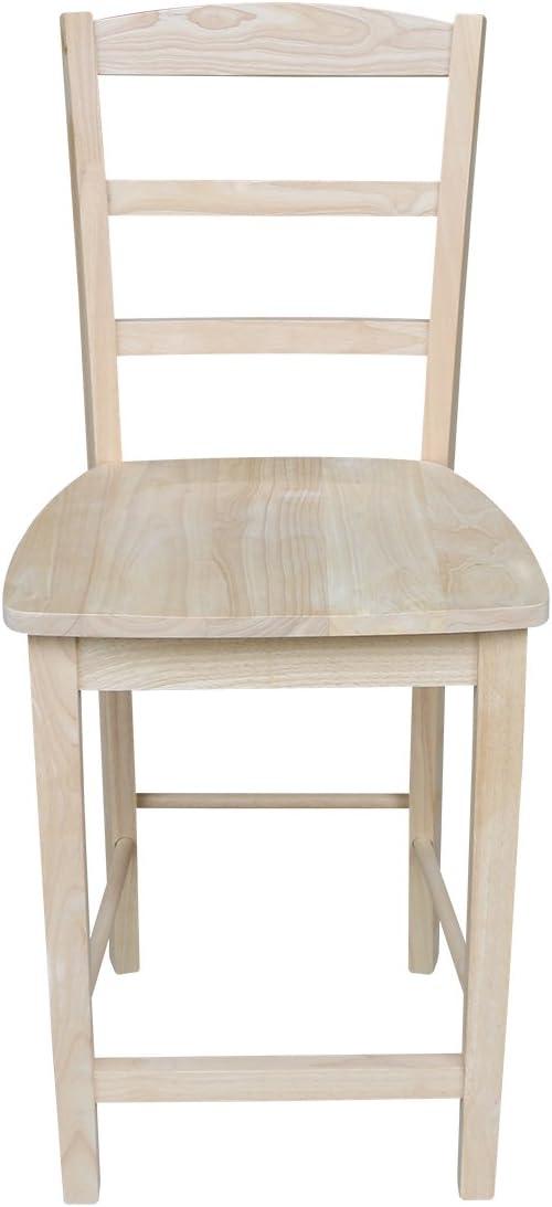 Natural Unfinished Solid Parawood Madrid Counter Stool