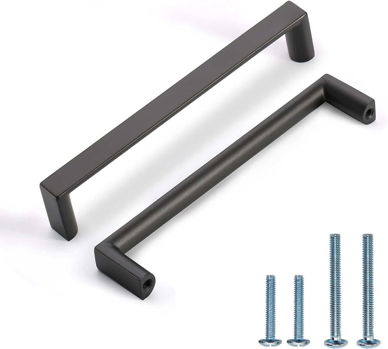 Matte Black Zinc Modern Cabinet Bar Pulls with Mounting Hardware