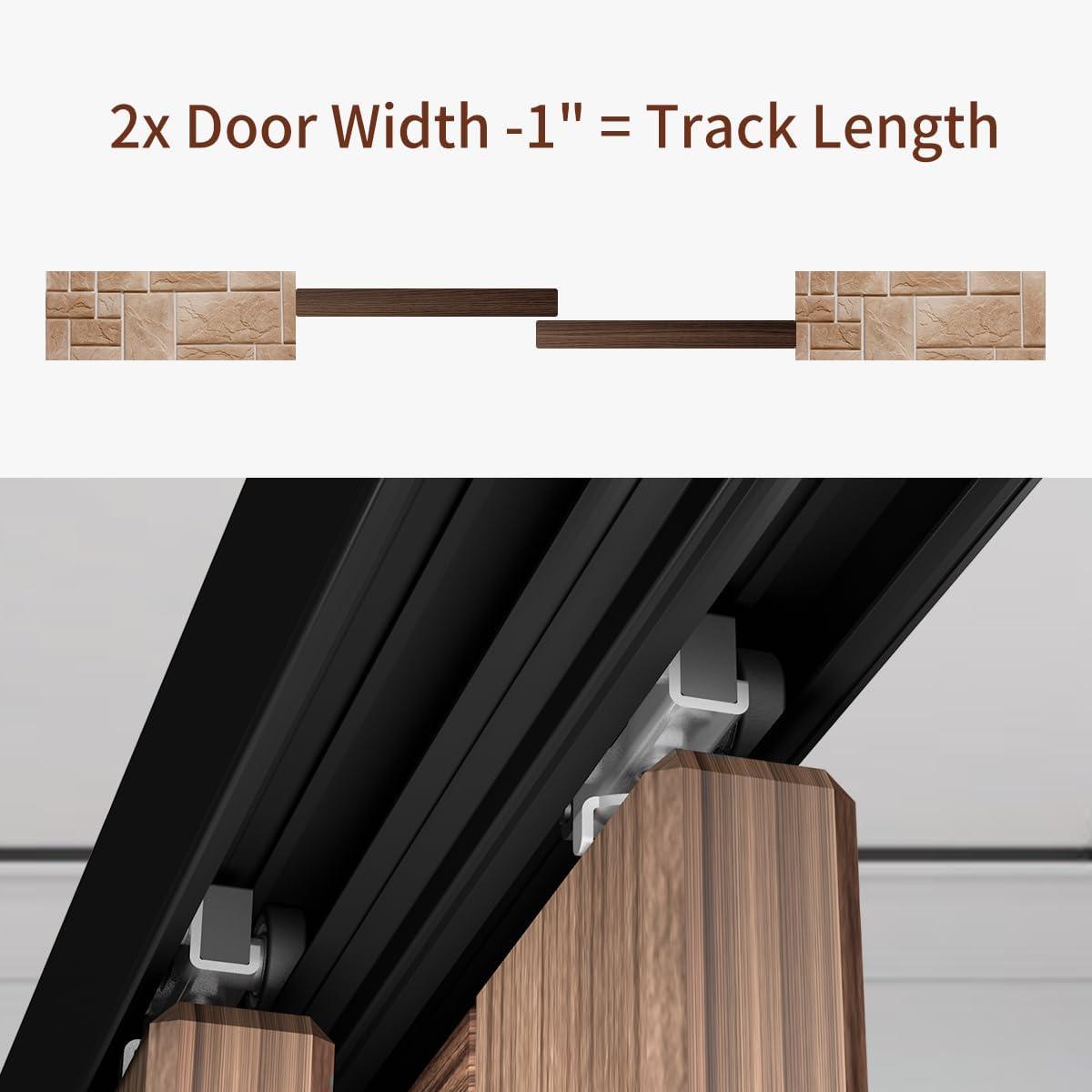 72 in. Black Aluminum Sliding Bypass Track and Hardware Set for 2 Door System