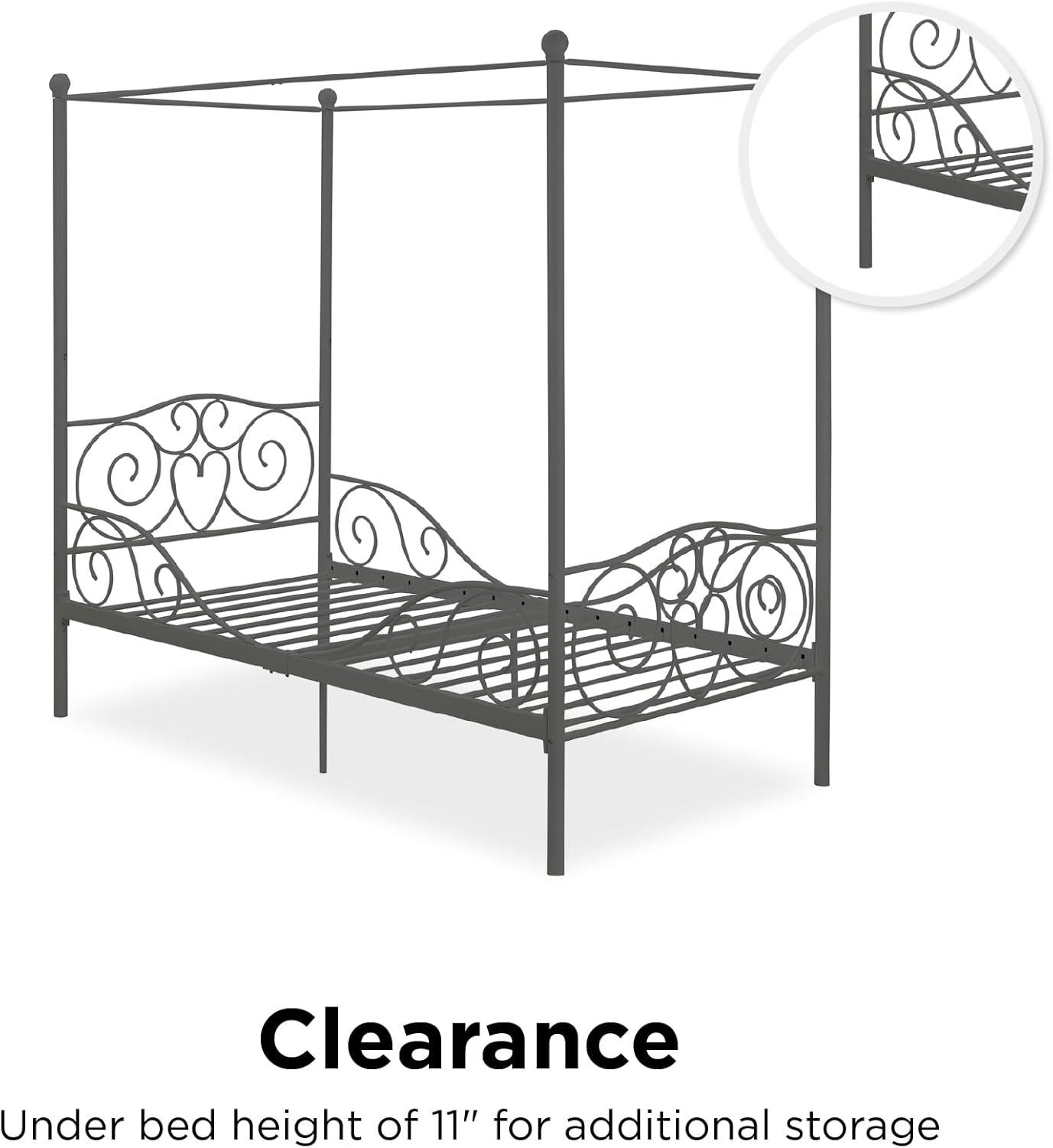 DHP 4020959 Sturdy Bed Frame, Twin, Pewter
