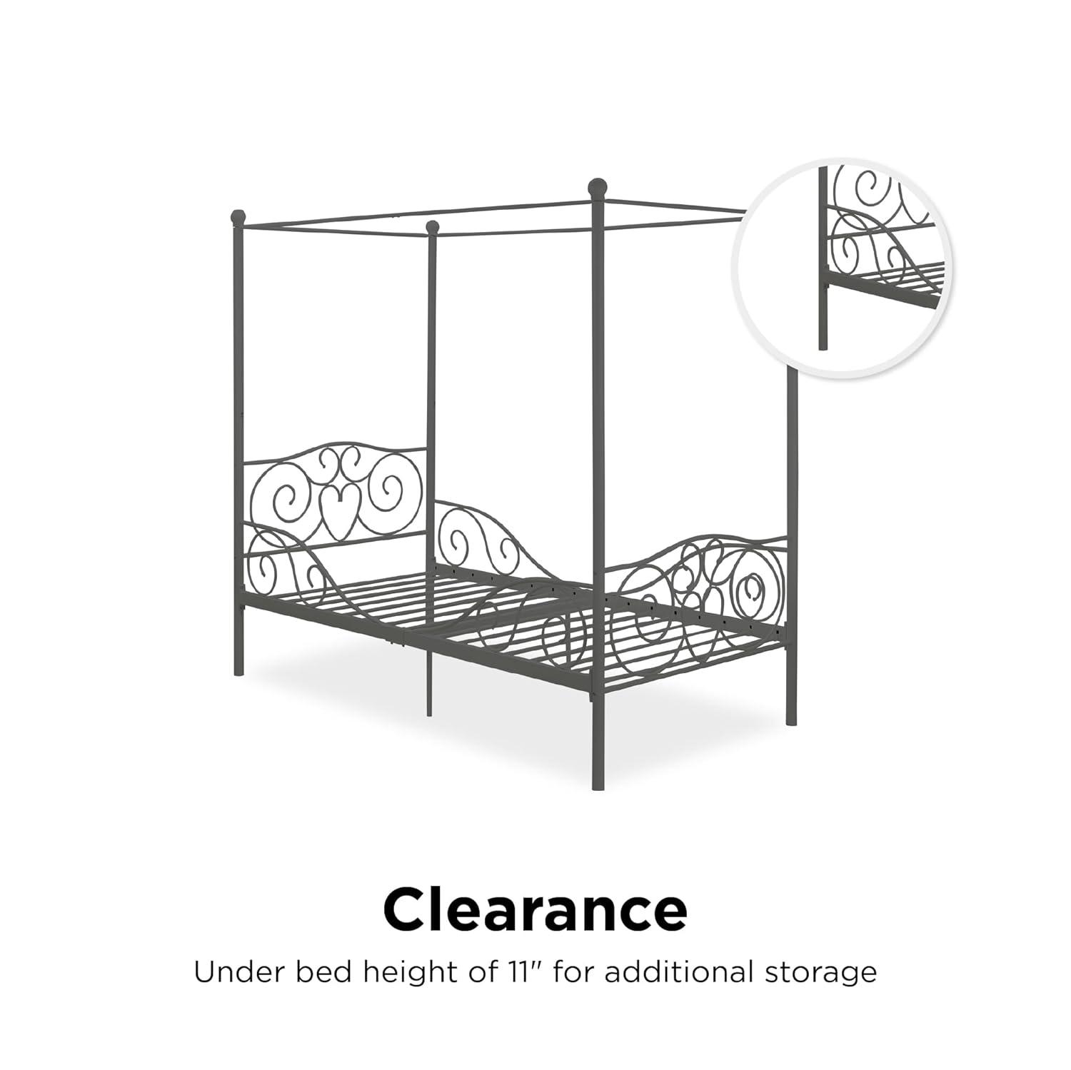 DHP 4020959 Sturdy Bed Frame, Twin, Pewter