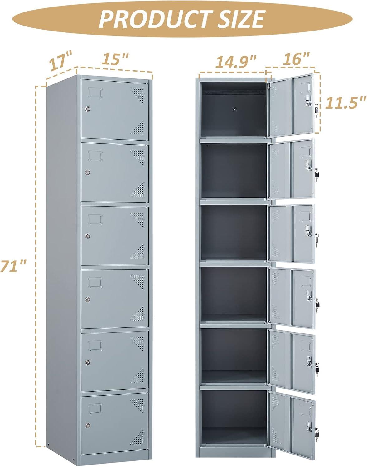 Gray Tall Steel 6-Door Office Storage Locker