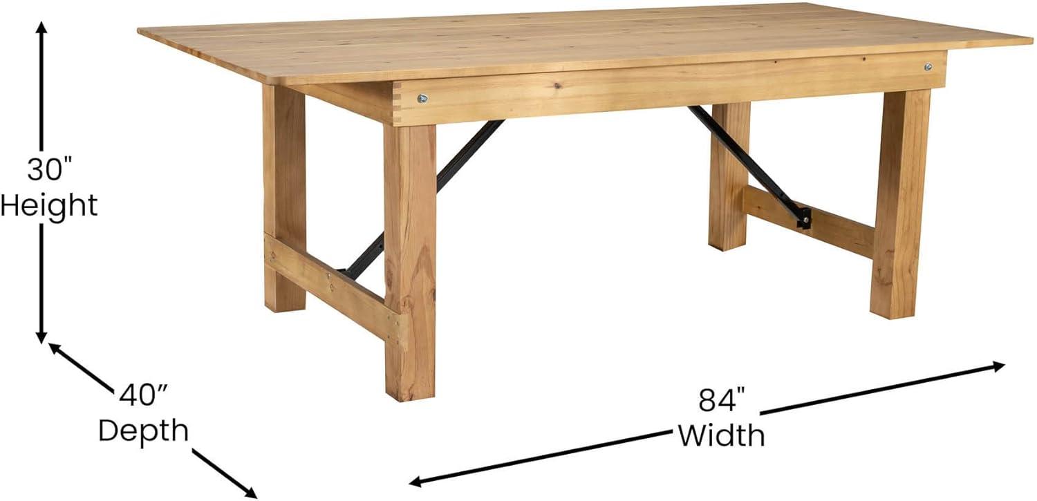 Light Natural Pine Rectangular Folding Farm Table