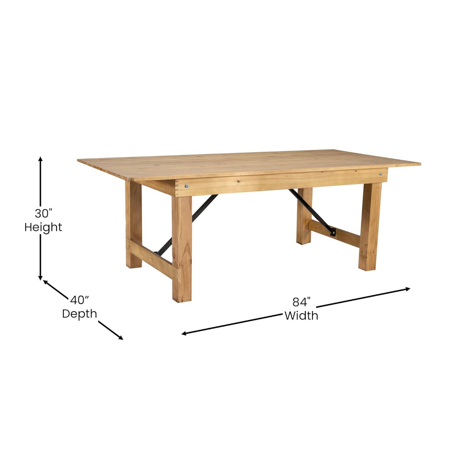 Flash Furniture Hercules 7' x 40" Rectangular Antique Rustic Light Natural Solid Pine Folding Farm Table