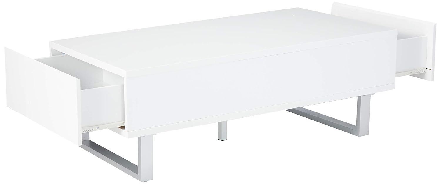 Coaster Contemporary Wood 2-Drawer Rectangular Coffee Table in White
