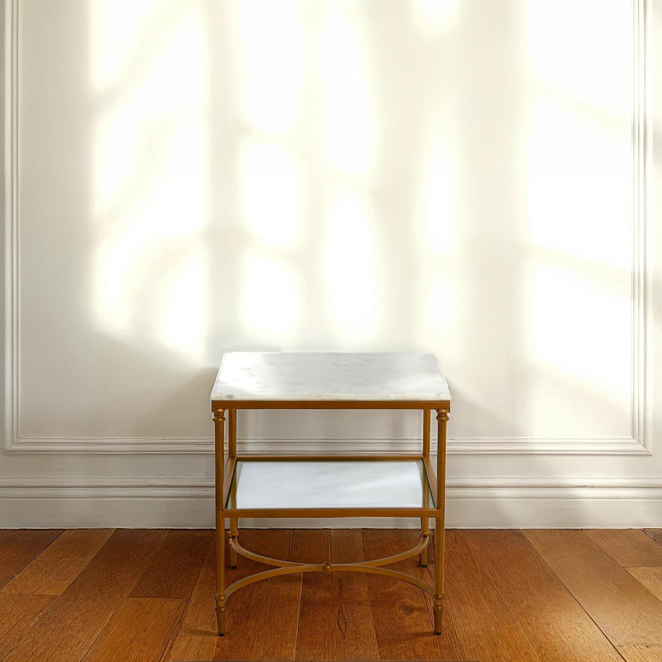 Creative Co-Op Libertine Genuine Marble and Metal Coffee Table, Gold Finish