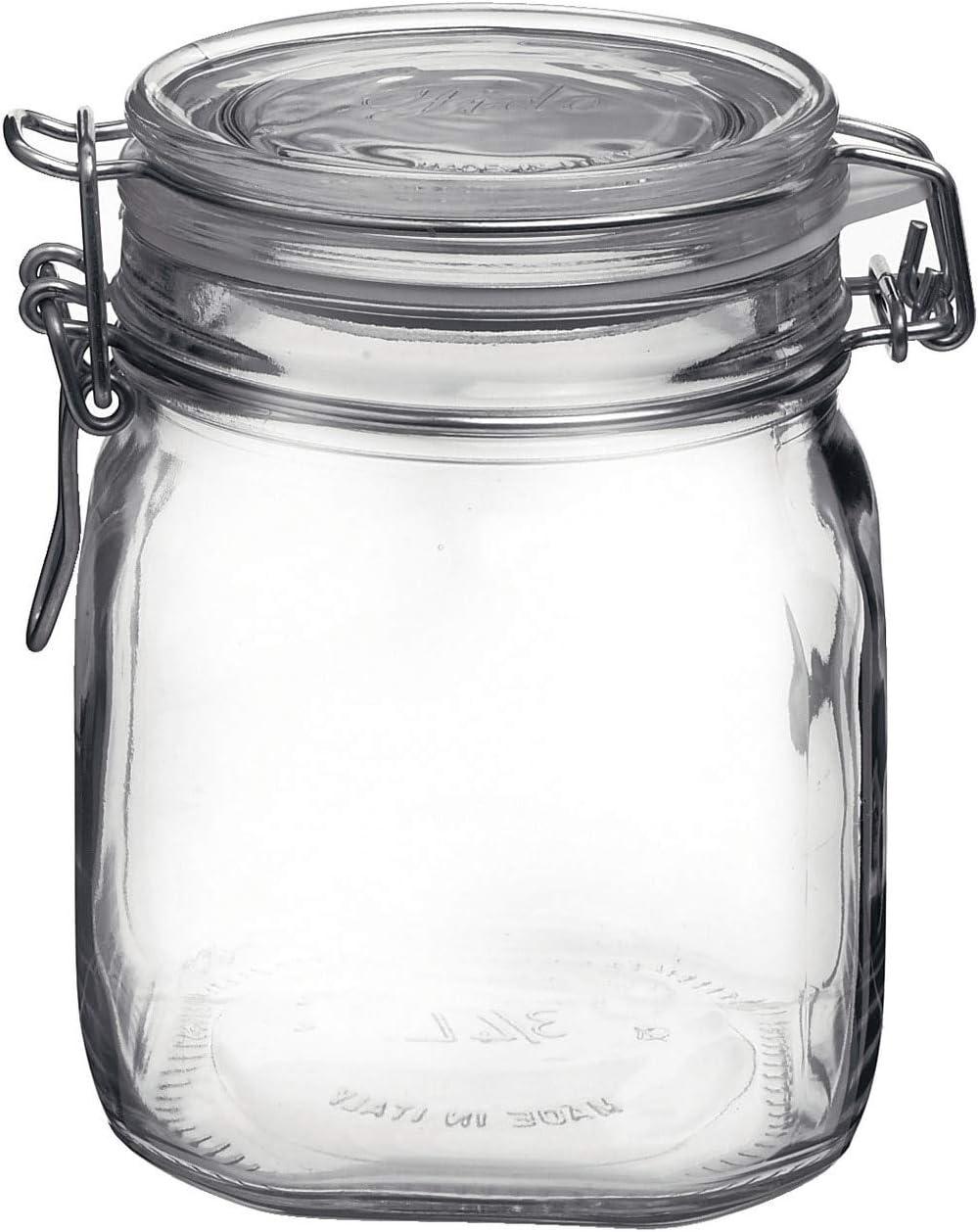 Bormioli Rocco Fido 5L Glass Jar - 169oz Airtight Storage with Metal Clamp & Rubber Gasket - Great for Kitchen Organization, Made in Italy