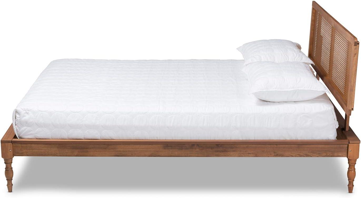 Queen Romy Wood Platform Bed Ash Walnut - Baxton Studio: Vintage Parisian Style, No Box Spring Required