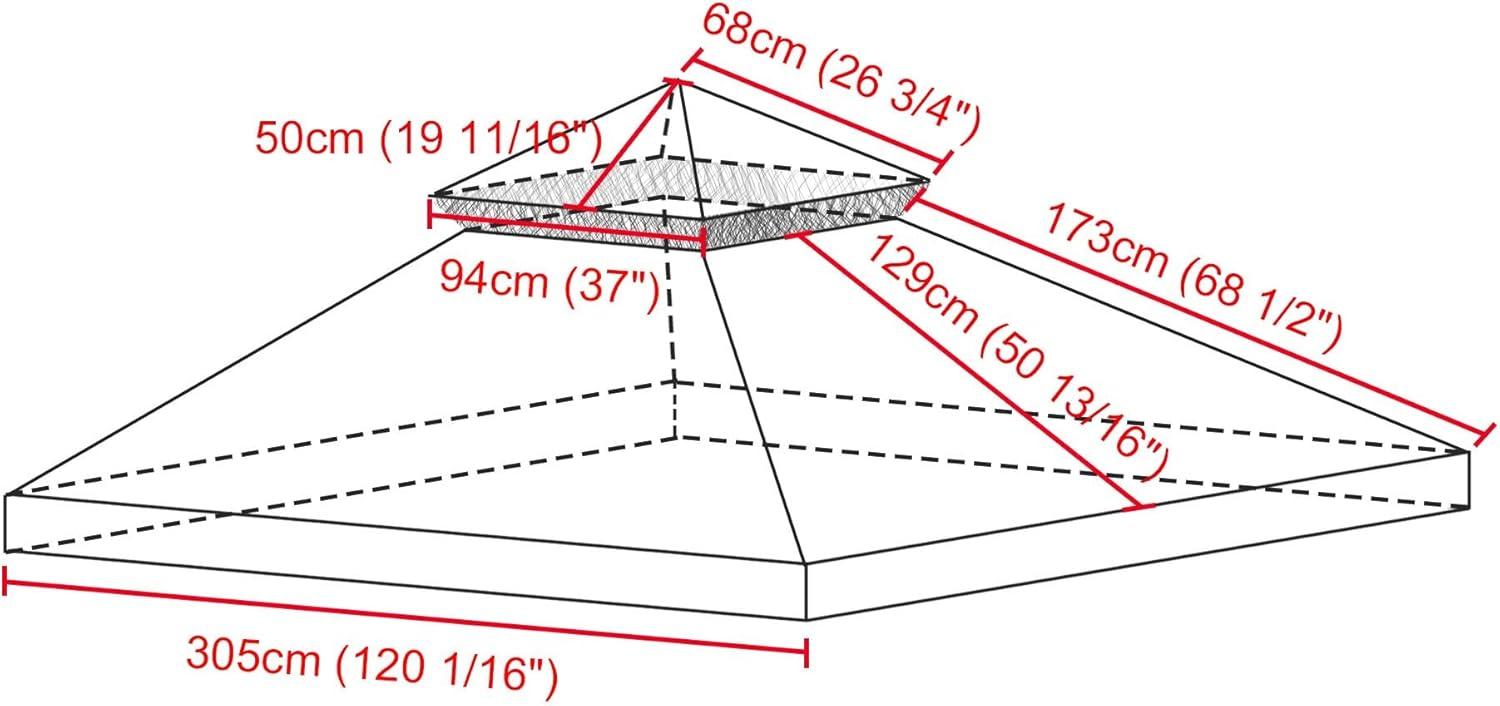 Yescom Yescom Canopy Top Replacement for 2-Tier Crescent TJSG081 Gazebo Outdoor Garden Yard Patio Cover