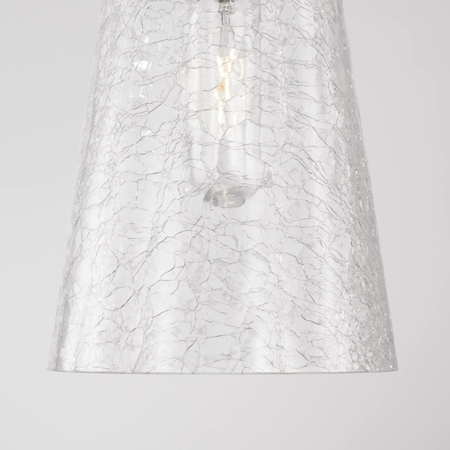 Polished Nickel Clear Crackle Glass Pendant Light