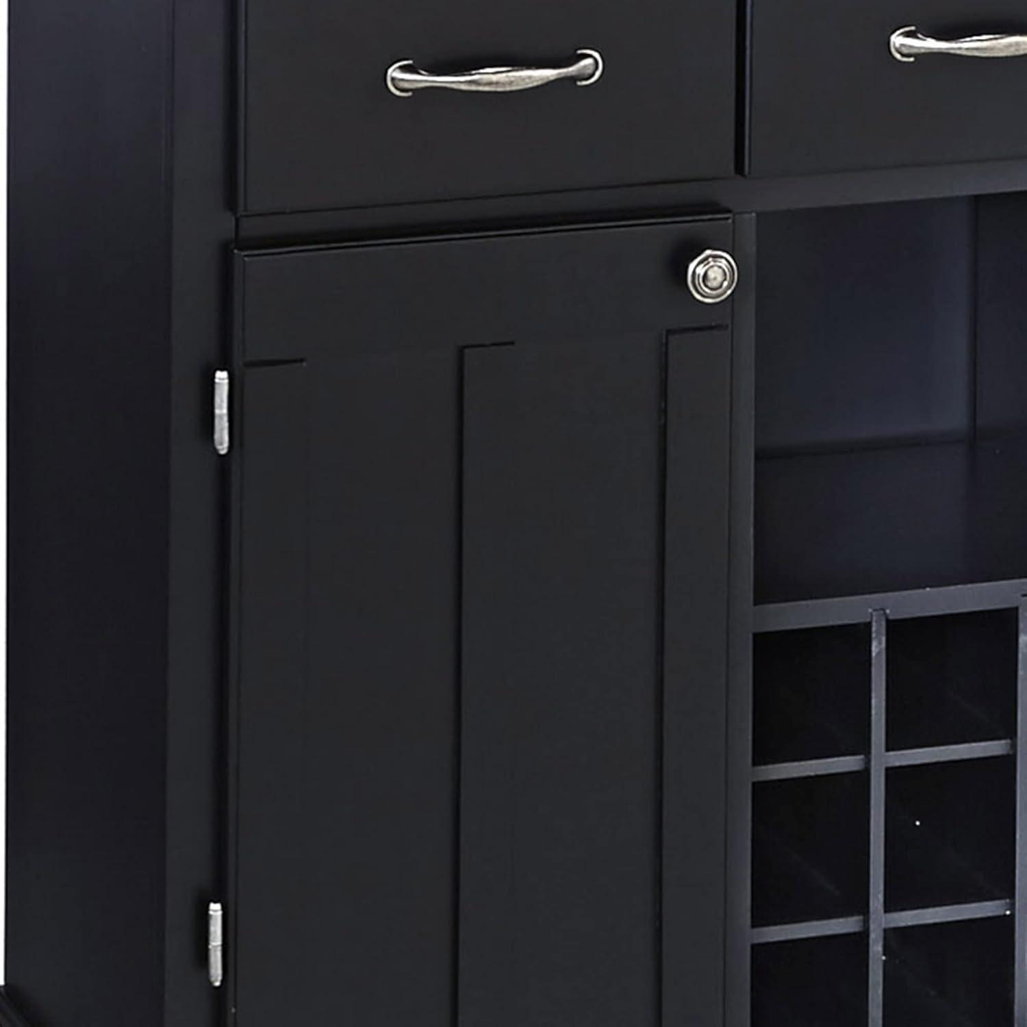 Cherry Top Black Hardwood Buffet Server with Hutch and Wine Rack