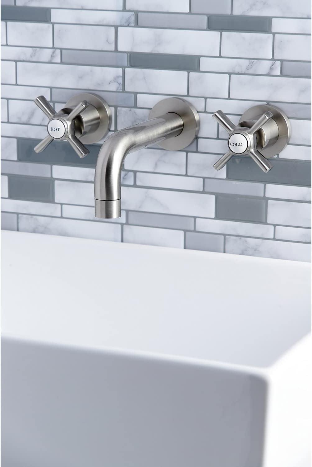 Kingston Brass Millennium Two-Handle 3-Hole Wall Mount Bathroom Faucet