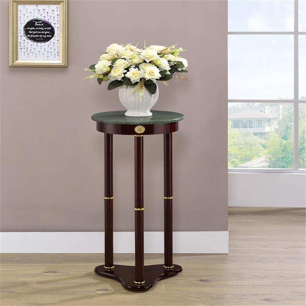 Monarch Specialties Edie Round Marble Top Accent Table Merlot