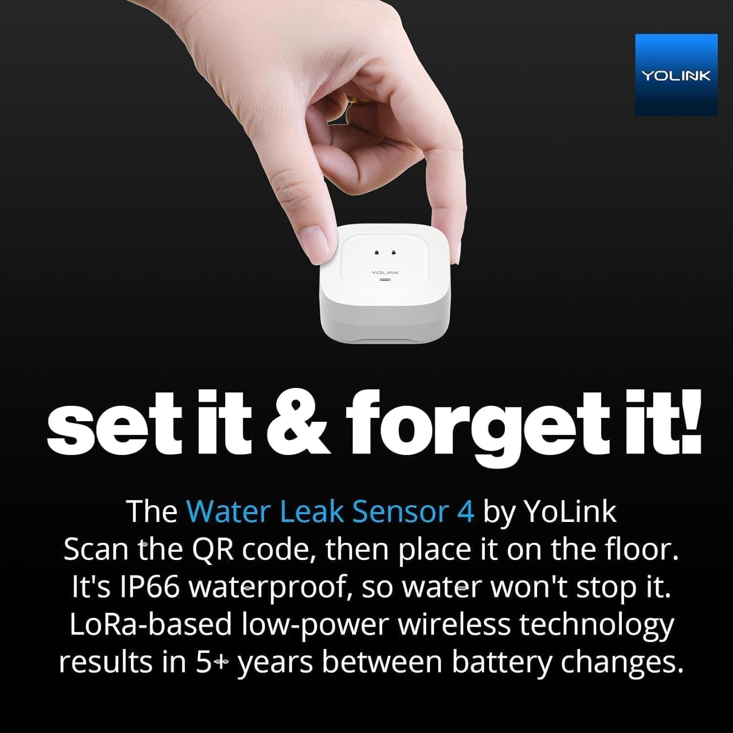 YoLink Smart Home Starter Kit: Hub & 2-Pack Water Leak Sensor 1, LoRa Up to 1/4 Mile Open-Air Range, SMS/Text, Email & Push Notifications, w/Alexa, IFTTT, Home Assistant