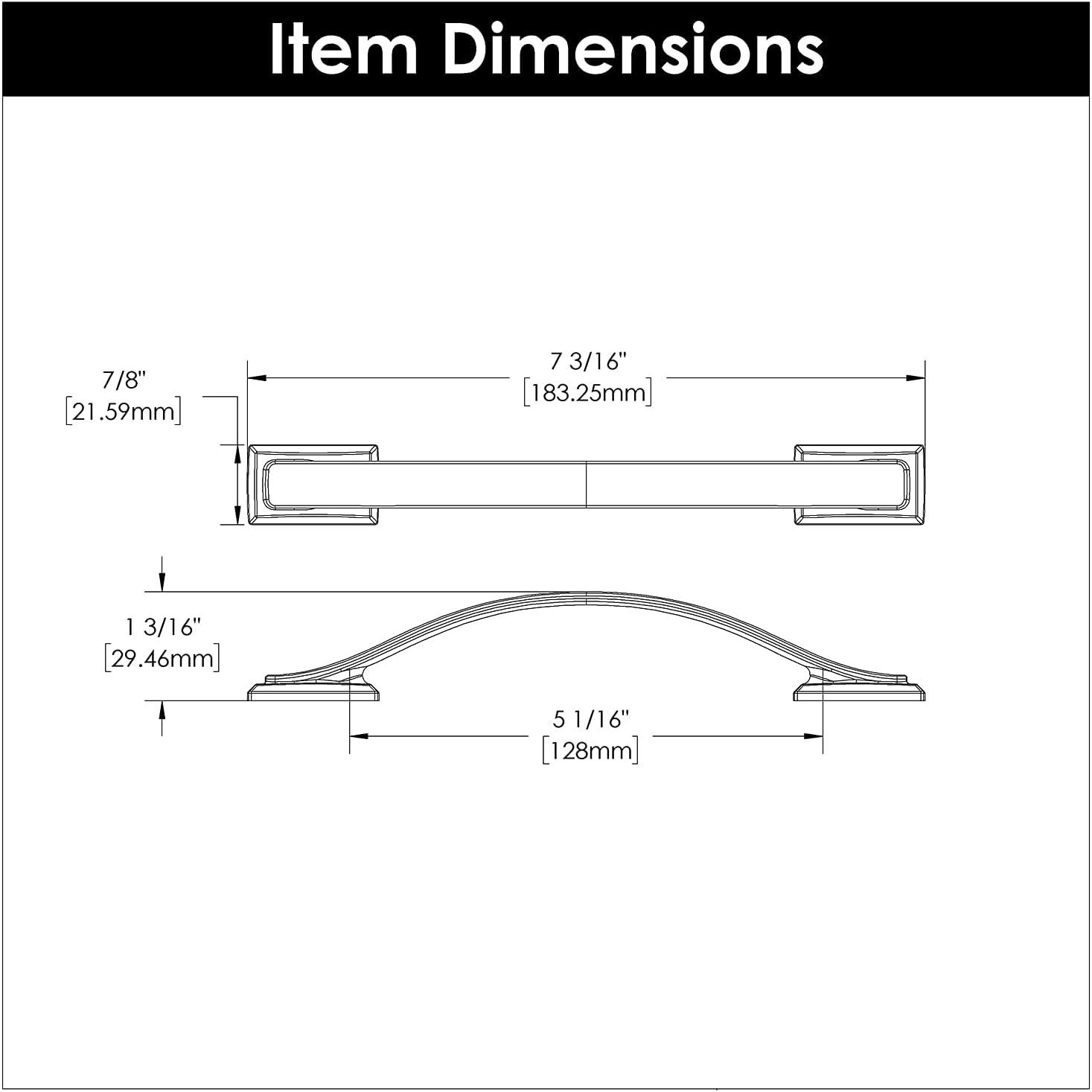 Dover Kitchen Cabinet Handles, Solid Core Drawer Pulls for Cabinet Doors, 5-1/16" (128mm)