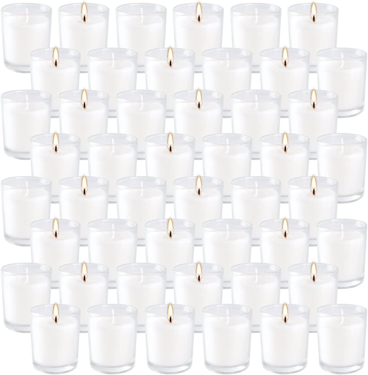 The Party Aisle™ Stonebriar Unscented Votive Candle with Glass Holder (Set of 48)
