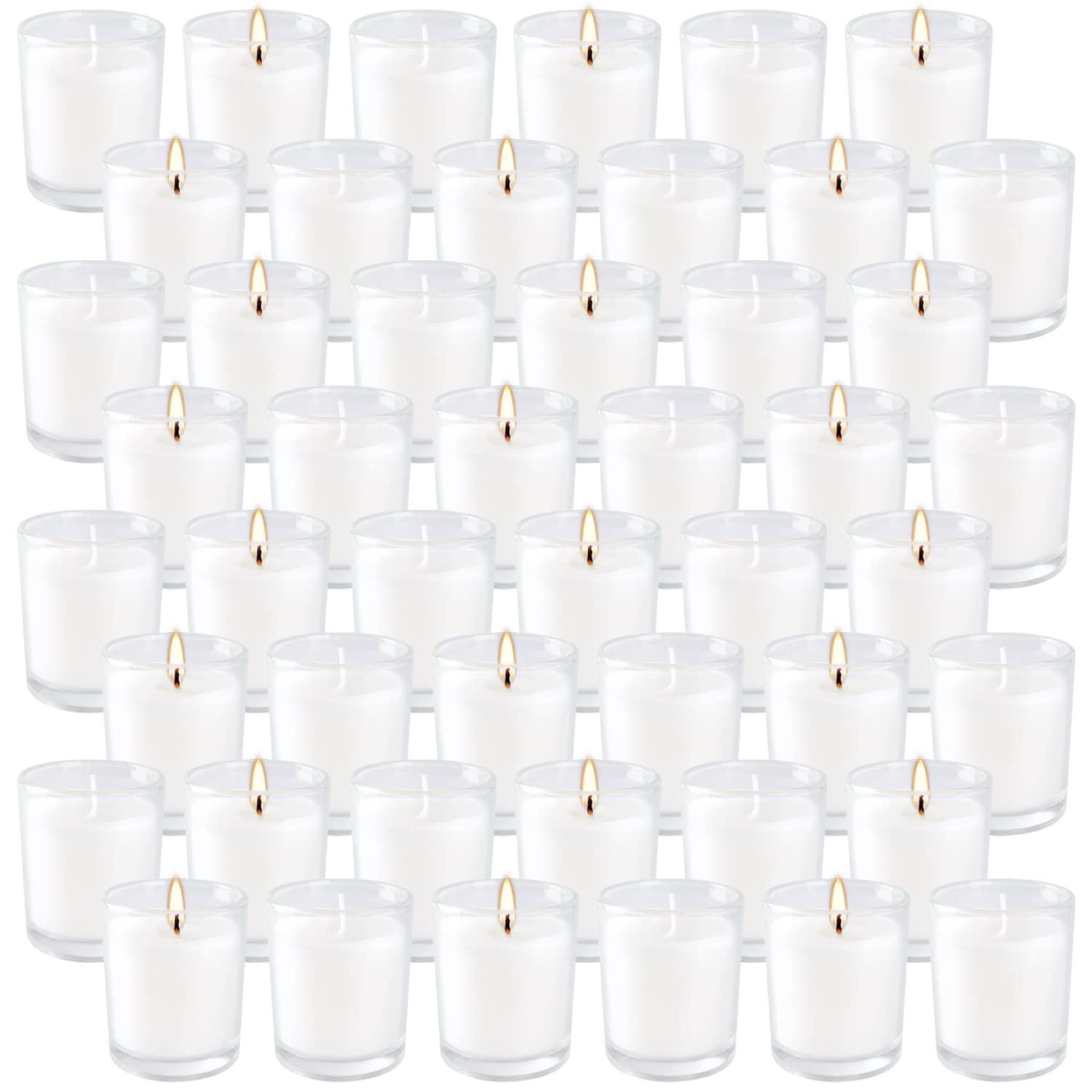 The Party Aisle™ Stonebriar Unscented Votive Candle with Glass Holder (Set of 48)