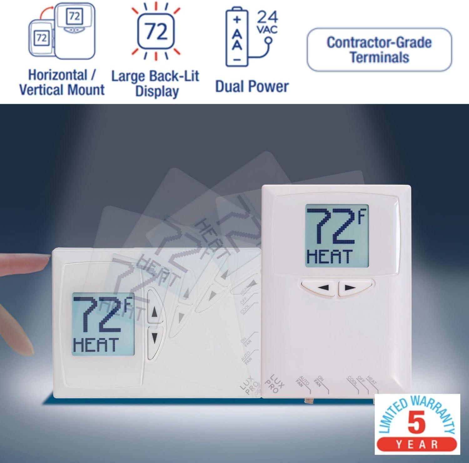 Lux Pro White Digital Non-Programmable Thermostat