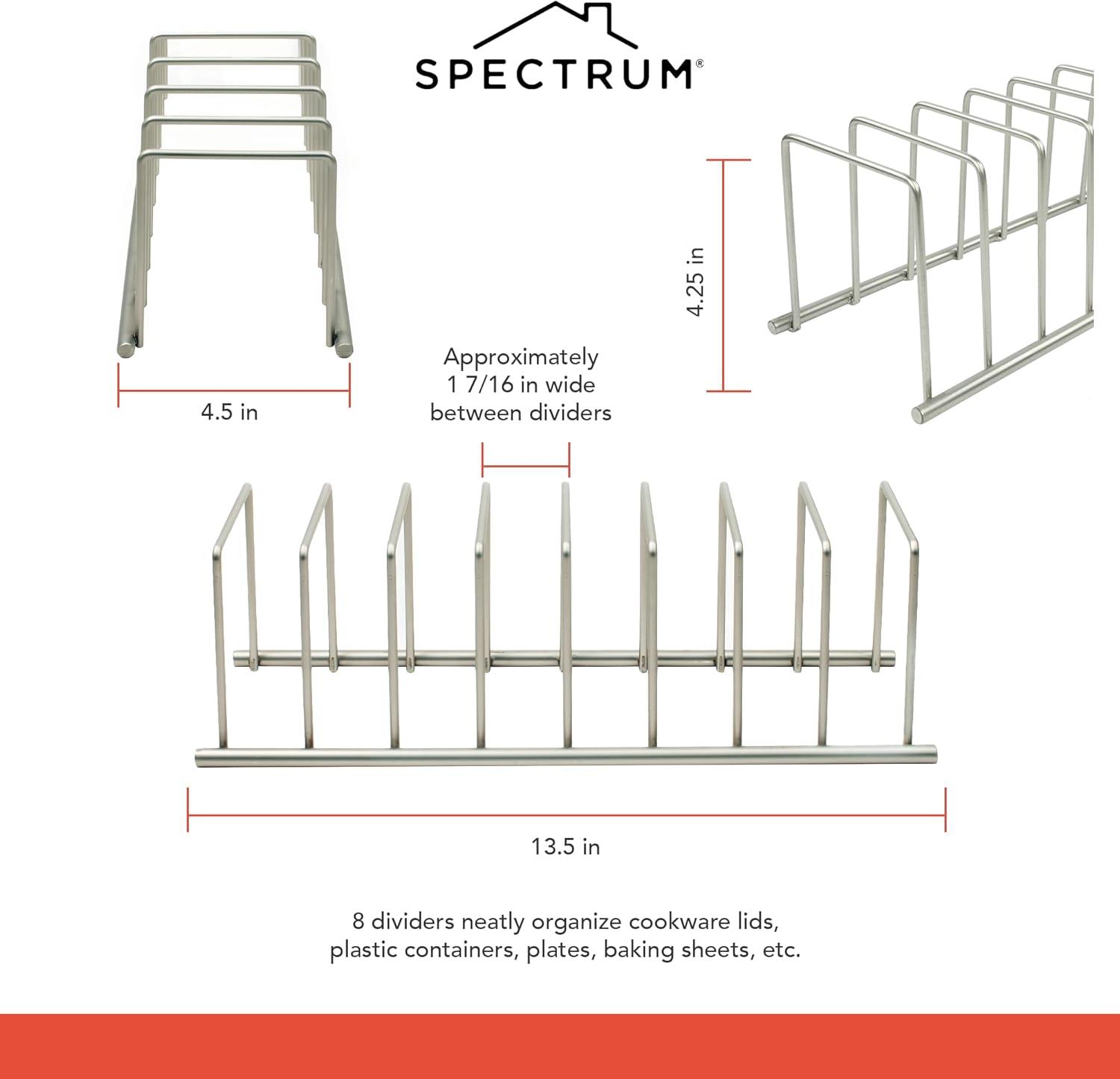 Spectrum Diversified Euro Steel Kitchen Lid and Dish Rack Holder Organizer, Satin Nickel