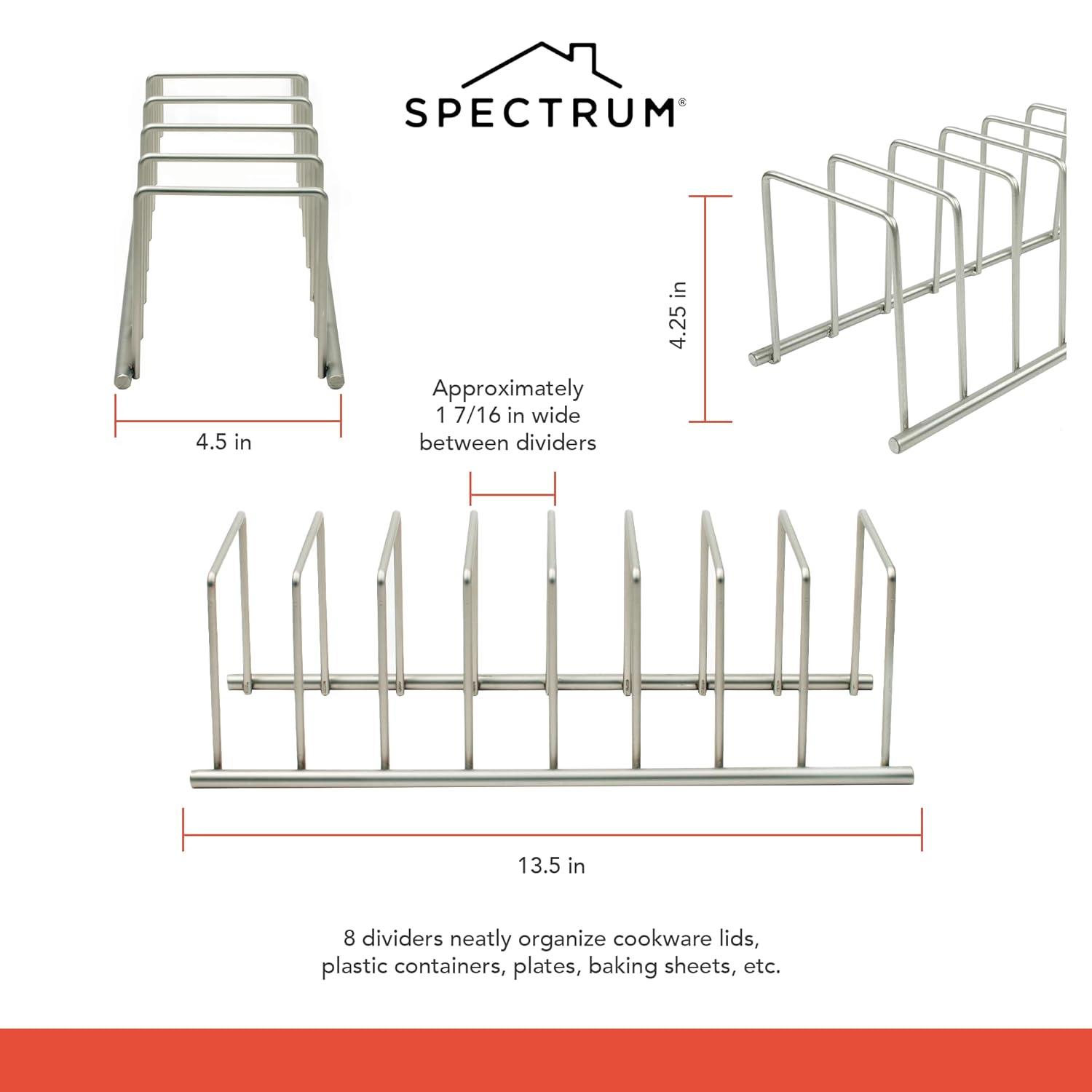 Spectrum Diversified Euro Steel Kitchen Lid and Dish Rack Holder Organizer, Satin Nickel