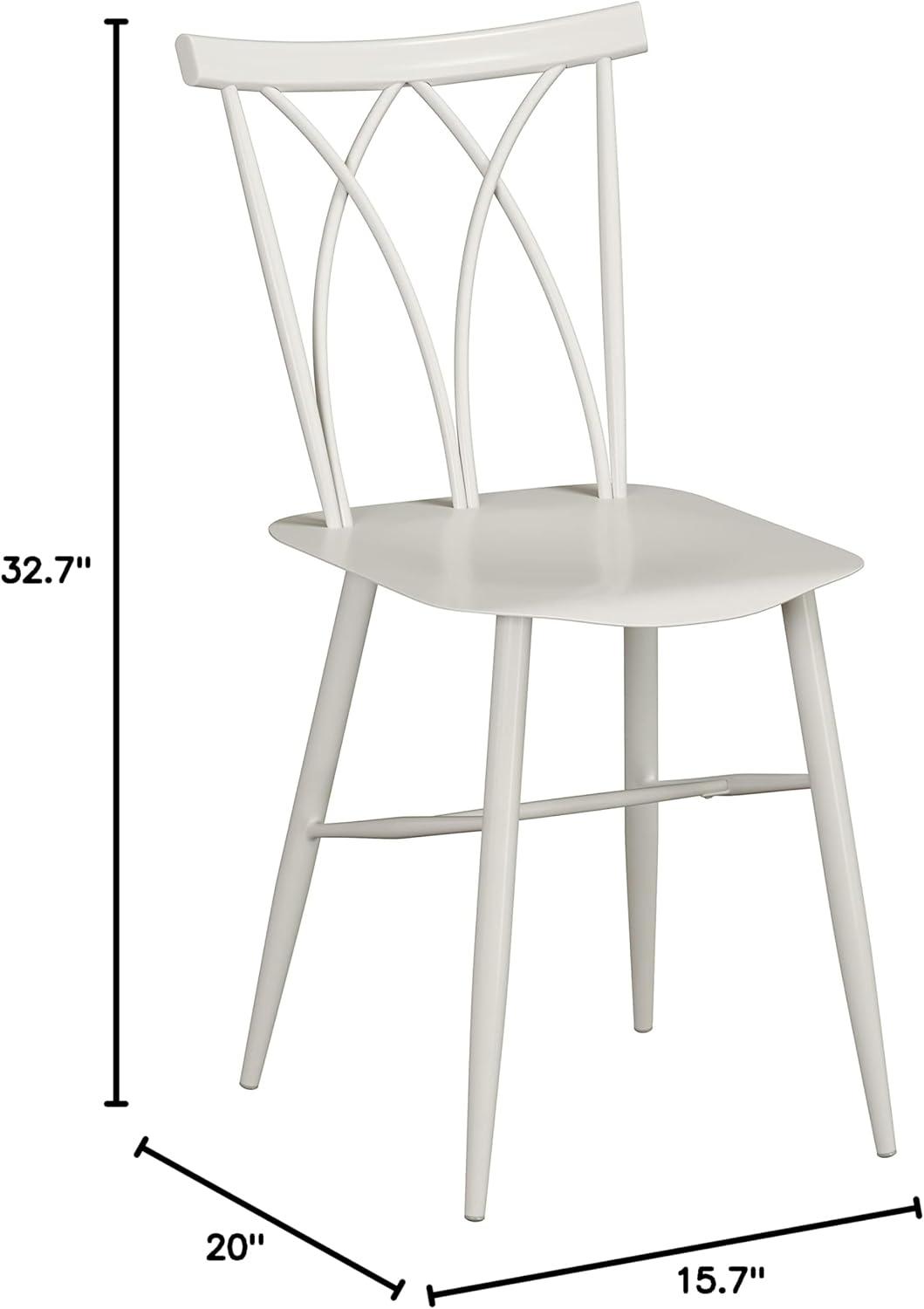 White Cross Back Wood and Metal Side Chair Set