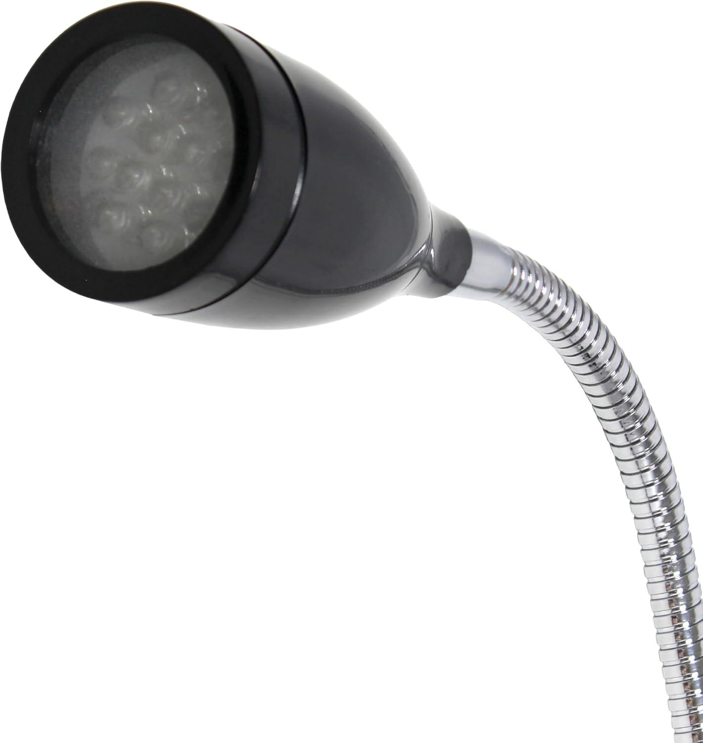 Simple Designs LD2005-BLK Flexible Gooseneck LED Clip Light Desk Lamp, Black