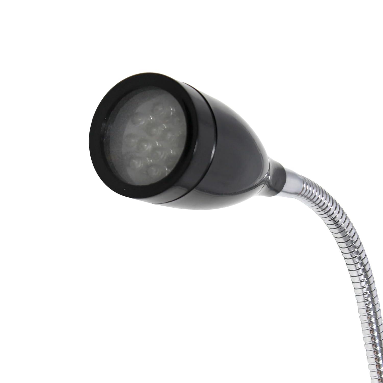 Simple Designs LD2005-BLK Flexible Gooseneck LED Clip Light Desk Lamp, Black